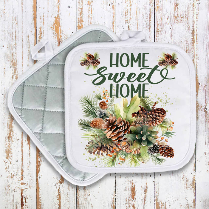 Home Sweet Home Bucket Pine ConesPot Holder Oven Mitt