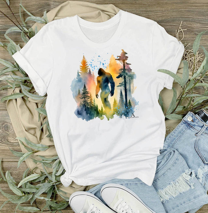 Sasquatch Big Foot Watercolors T-Shirt
