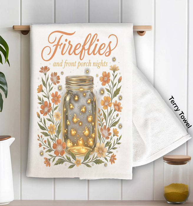 Fireflies Porch Summer Night Kitchen Terry Towel