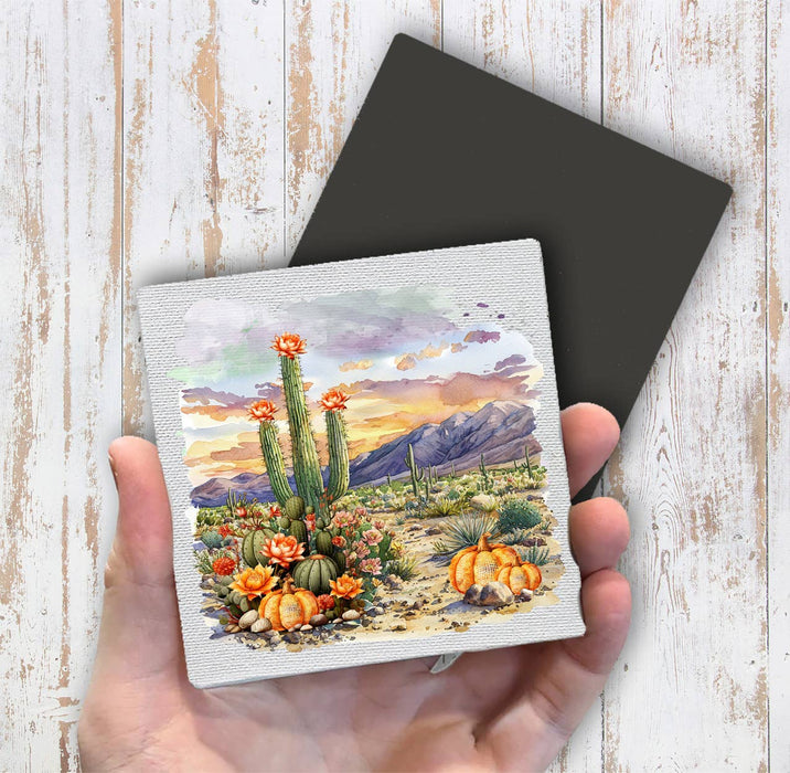 Fall Pumpkin Saratoga Cactus Desert  Magnet Fridge