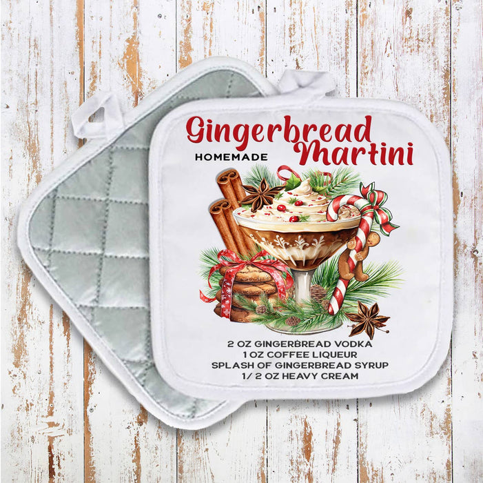 Christmas Gingerbread Martini Pot Holder Oven Mitt