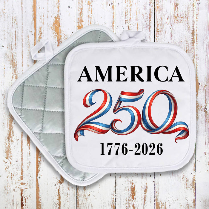 Patriotic Red White Blue 250 Anniversary Pot Holder