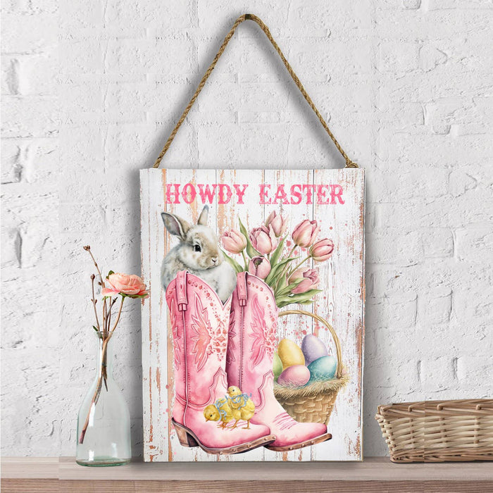 Howdy Easter Cowboy Boots Western Wall Decor