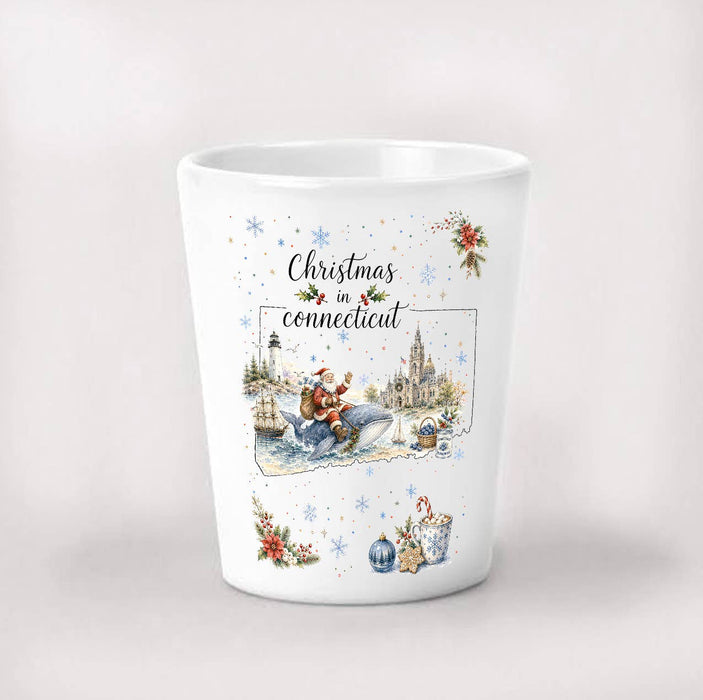 Christmas in Connecticut State Map Shot Glass