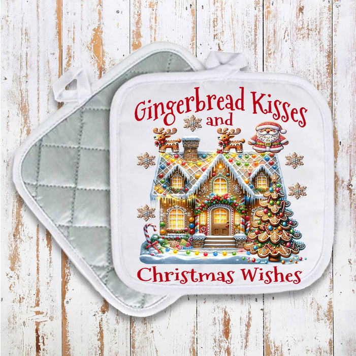 Christmas Gingerbread Kisses House Pot Holder Oven Mitt