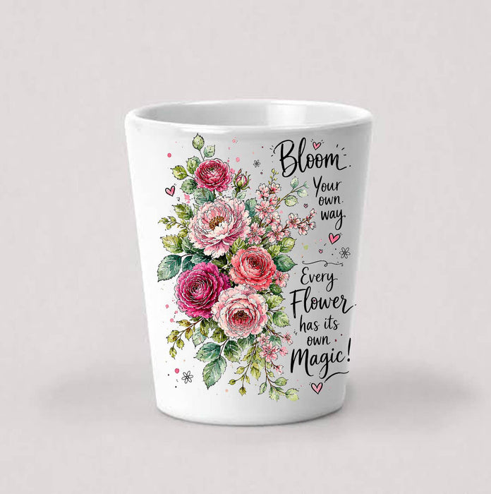 Bloom your own Way Watercolor Roses Shot Glass