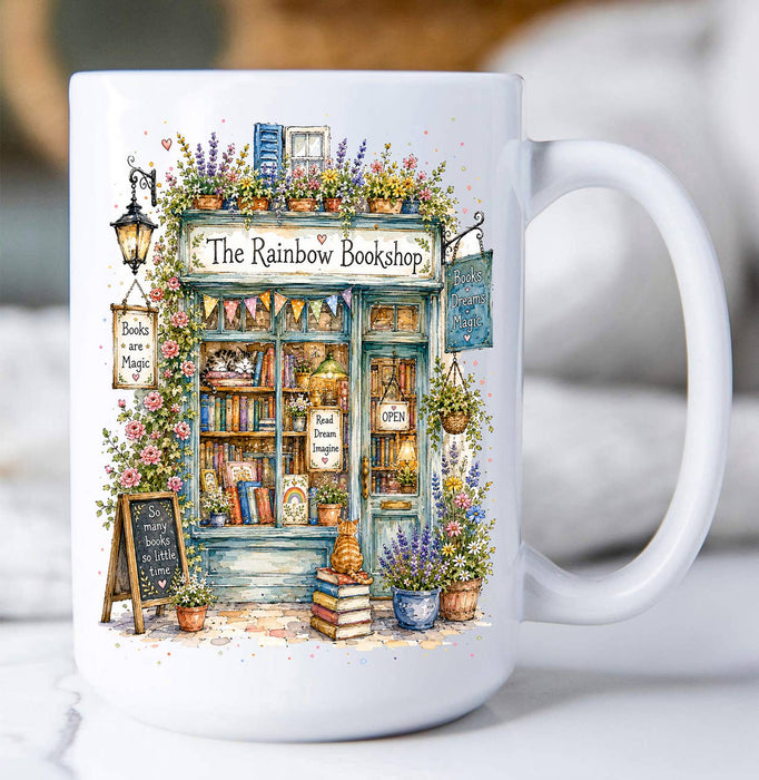 Whimsical Bookstore Bookshop Coffee Mug