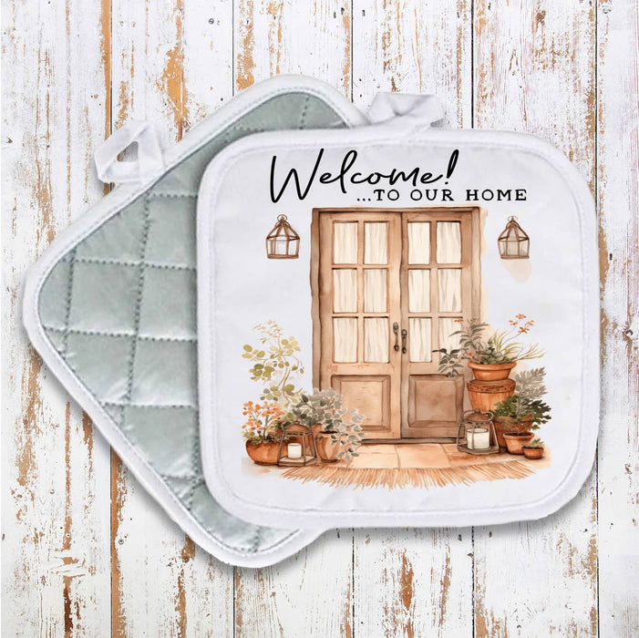 Welcome to our Home Front Door Pot Holder Oven Mitt