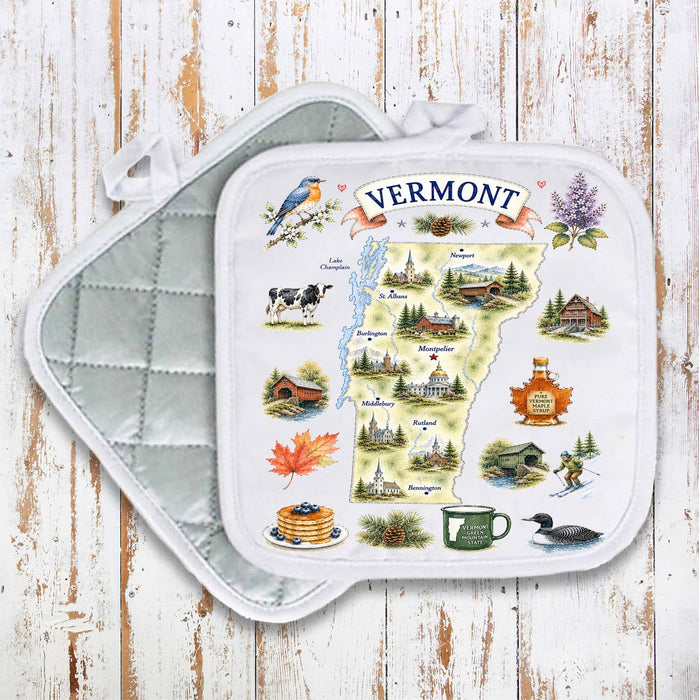 Vermont State Map Landmark Pot Holder
