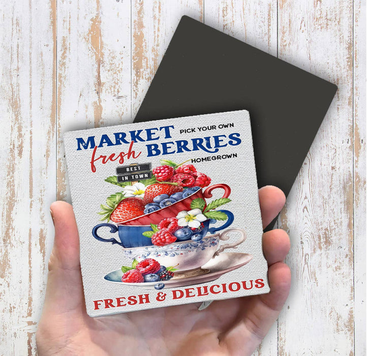 Farmers Market Fresh Berries Magnet Fridge