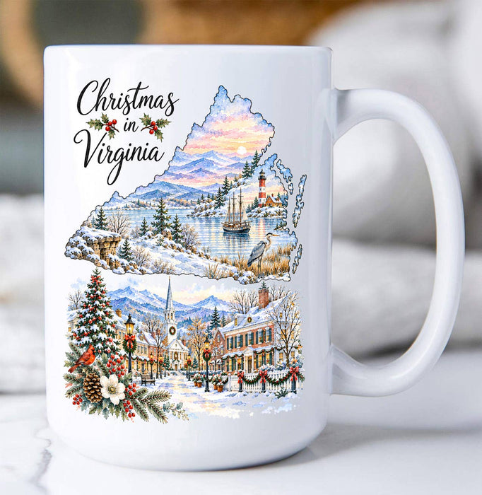 Christmas in Virginia State Map Coffee Mug