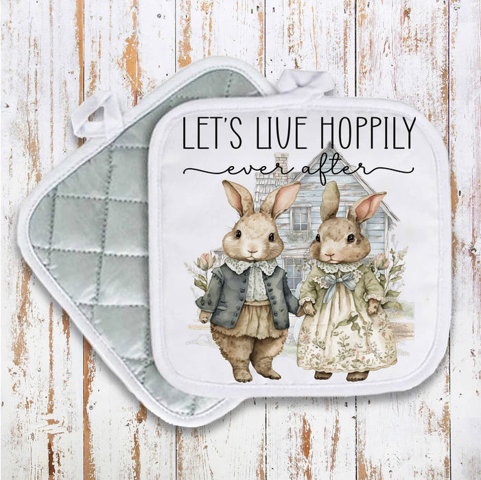 Let's Live Hoppily Ever after Easter Pot Holder Oven Mitt