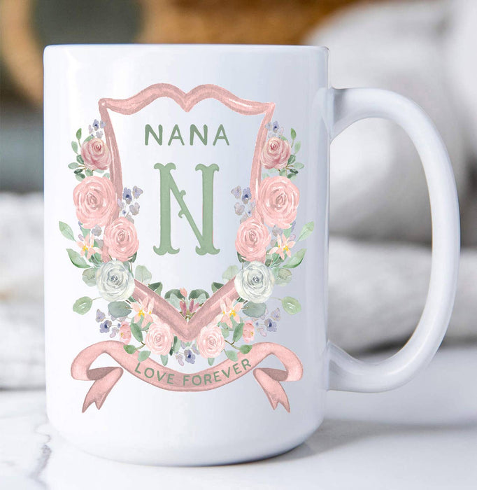 Mother's Day Nana Floral Crest Coffee Mug