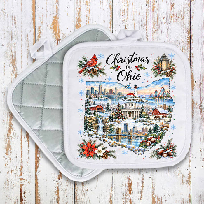 Christmas in Ohio State Map Pot Holder