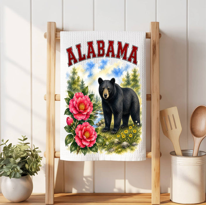 Alabama State Bird and Animal Waffle Weave Towel