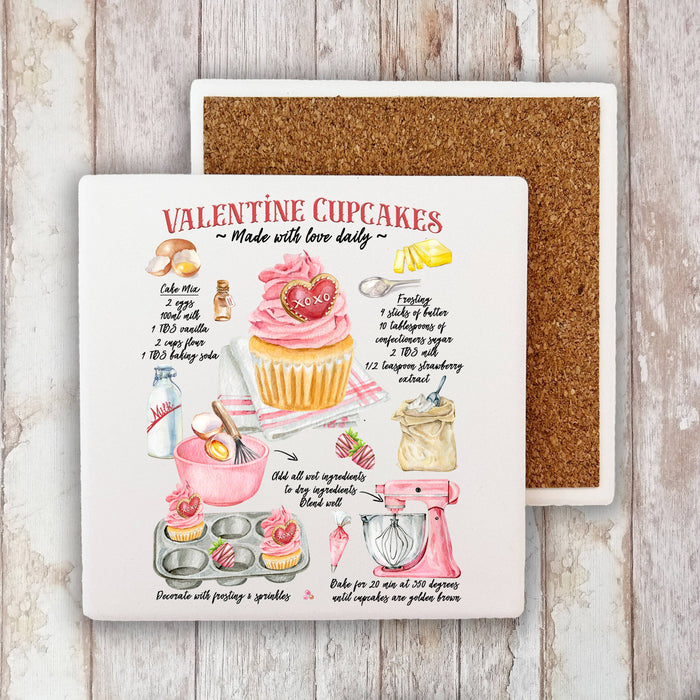Valentine Cupcake Recipe Stone Coaster
