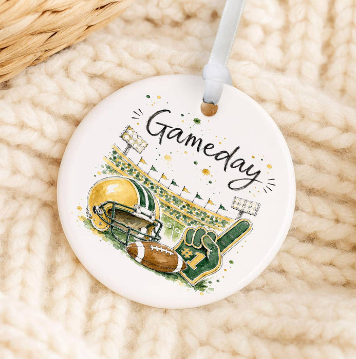 Gameday Football Gold & Green Ornament