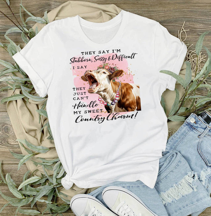 Stubborn Sassy Country Charm Cow T-Shirt