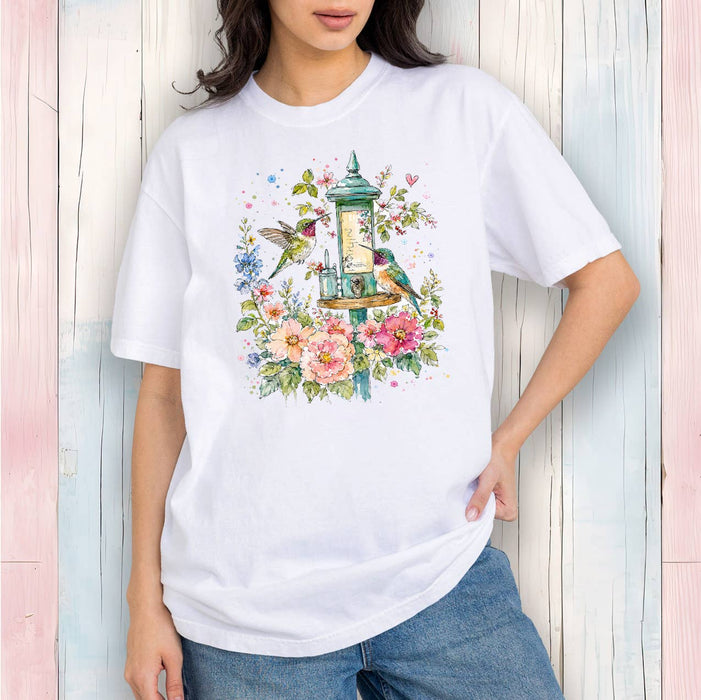 Spring Flowers Hummingbirds T-Shirt