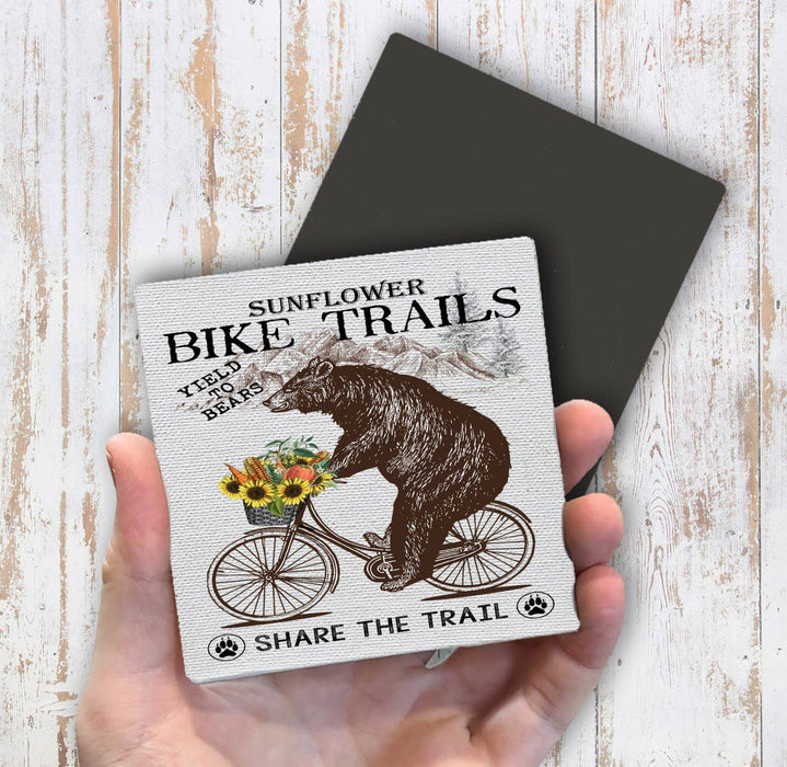Share the Trail Black Bear Bicycle Magnet Fridge