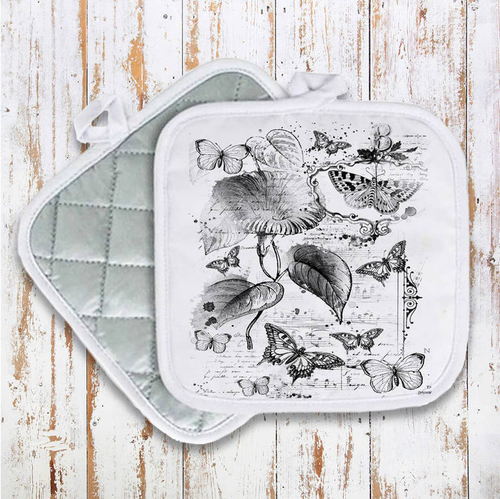 Vintage Shabby Chic Butterfly Pot Holder Oven Mitt