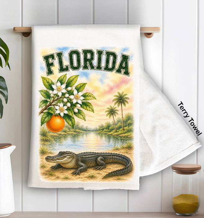 Florida State Bird and Animal Kitchen Terry Towel