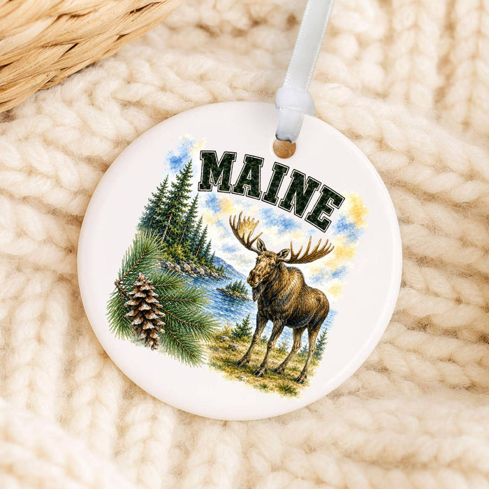 Maine State Bird and Animal Ornament