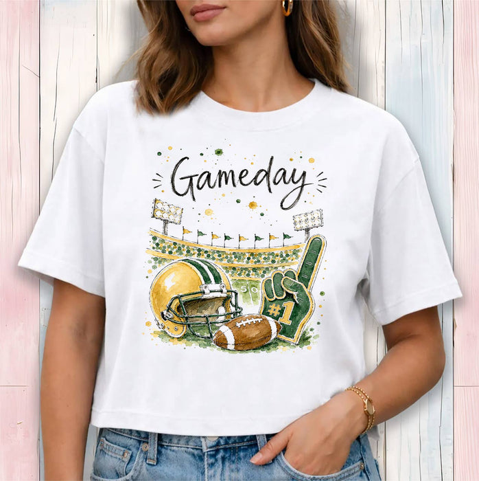 Gameday Football Gold & Green Cropped T-Shirt