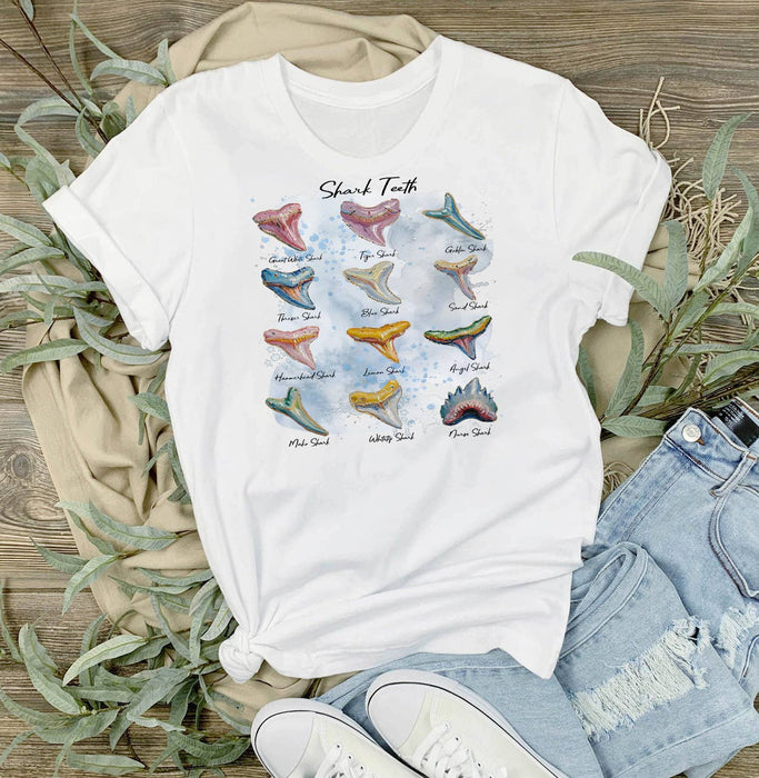 Shark Teeth Variety Coastal Beach T-Shirt