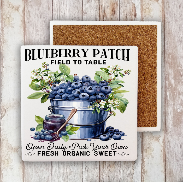 Blueberry Patch Field to Table  Stone Coaster