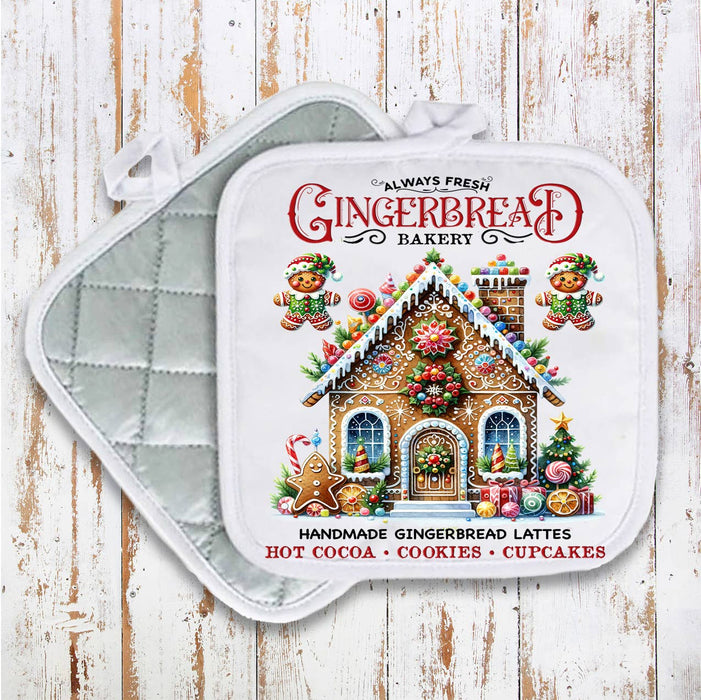 Christmas Gingerbread Bakery House Pot Holder Oven Mitt