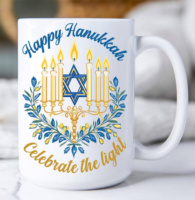 Happy Hanukkah Menorah Star Coffee Mug
