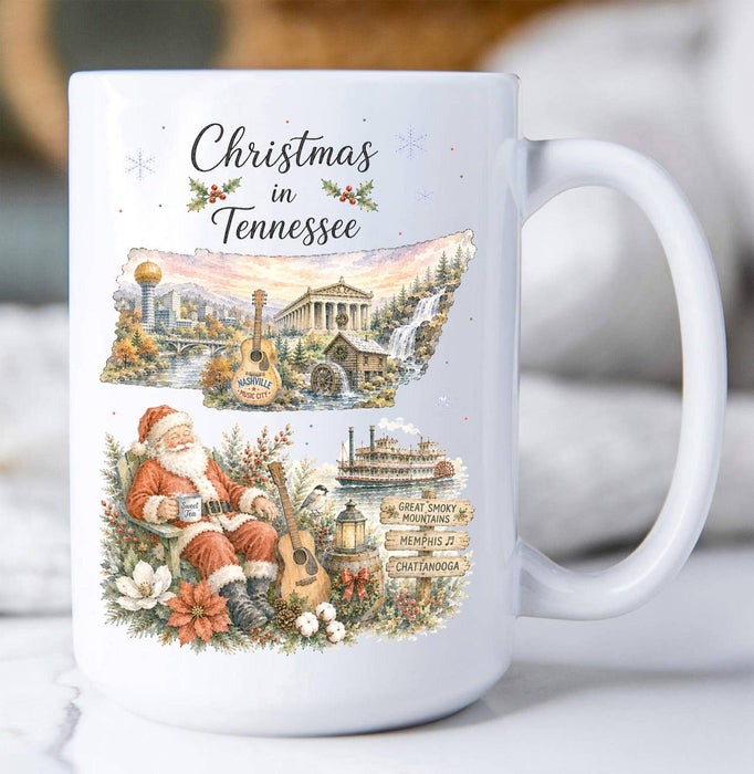 Christmas in Tennessee State Map Coffee Mug