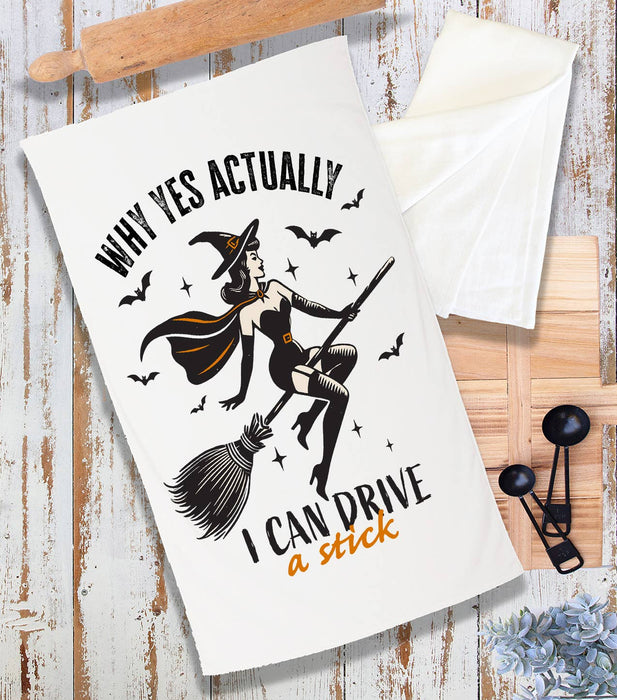 Halloween Retro I can Drive a Stick Terry Towel