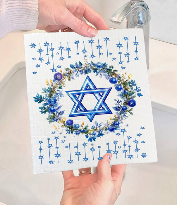 Hanukkah Star of David Swedish Dishcloth