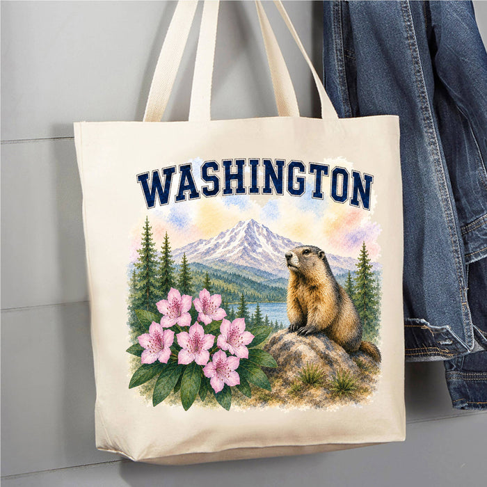 Washington State Bird and Animal Canvas Tote Bag