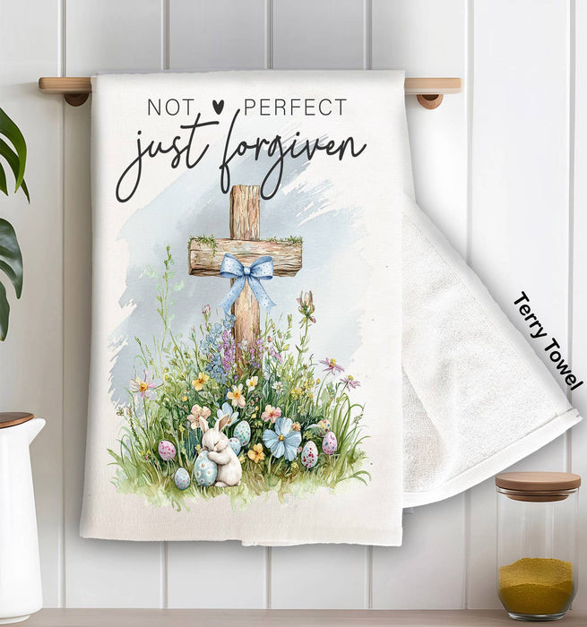 Not Perfect Just Forgiven Easter Cross Kitchen Terry Towel