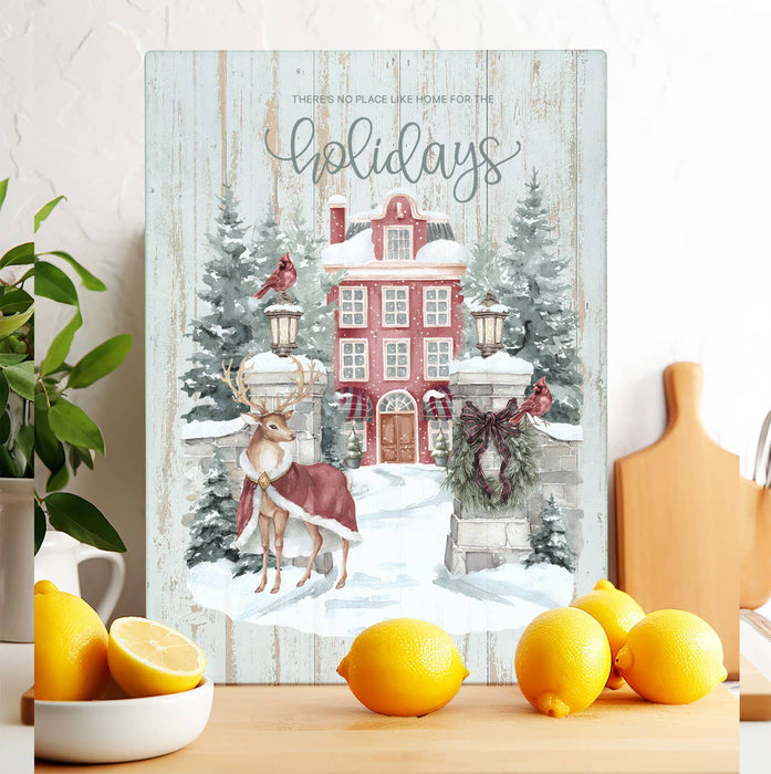 Christmas Home for the Holiday days Glass Cutting Board