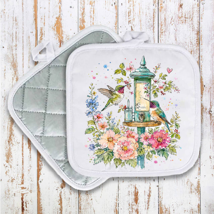 Spring Flowers Hummingbirds Pot Holder