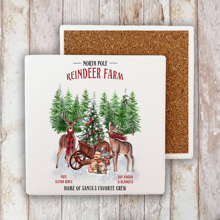 Christmas Reindeer Farm Stone Coaster