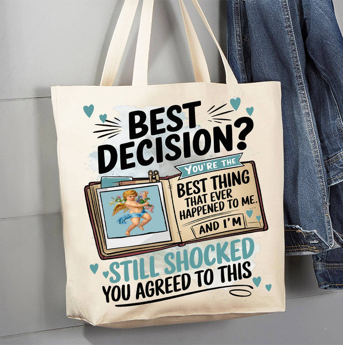 Best Decision Love Valentine Canvas Tote Bag