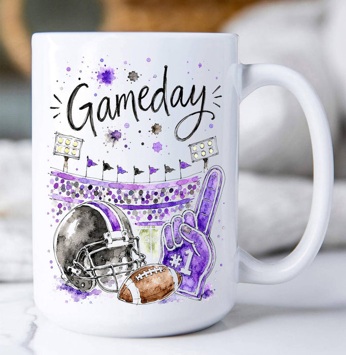 Gameday Football Black & Purple Coffee Mug
