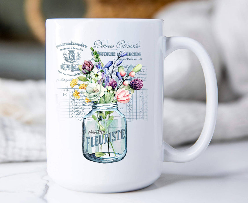 Vintage French Fleuriste Florist Coffee Mug