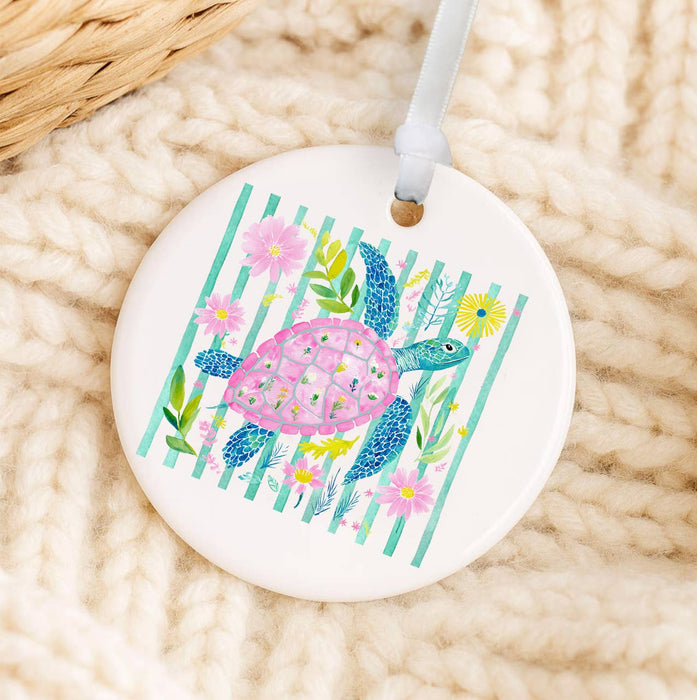 Coastal Sea Turtle Pastel Colors Ornament