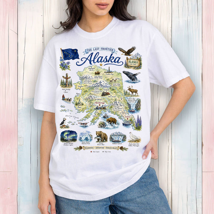 Alaska State Map Landmark T-Shirt
