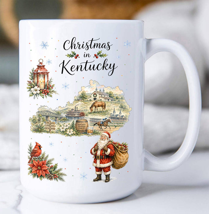 Christmas in Kentucky State Map Coffee Mug