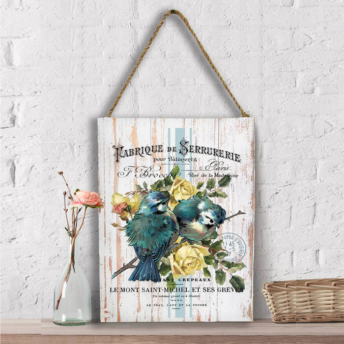 Vintage French Birds Roses  Wall Decor
