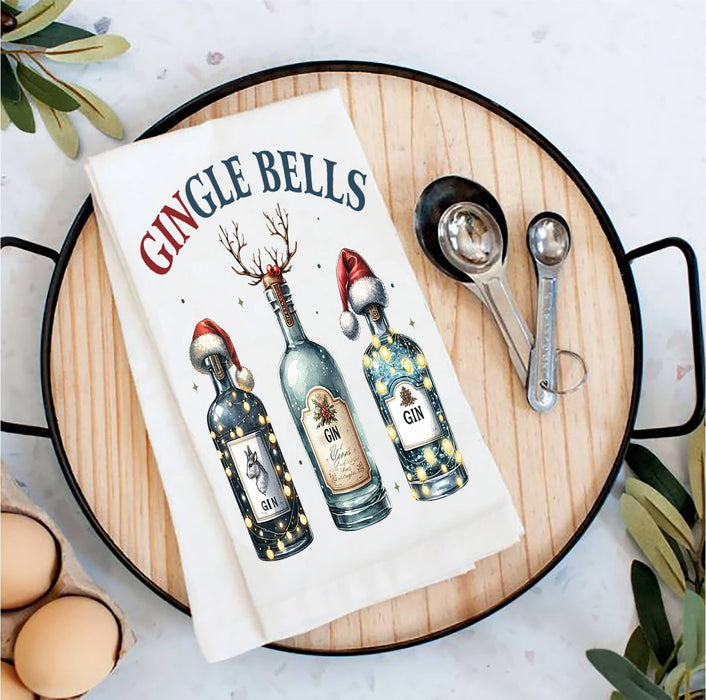 Christmas Gingle Bells Gin Tea Towel