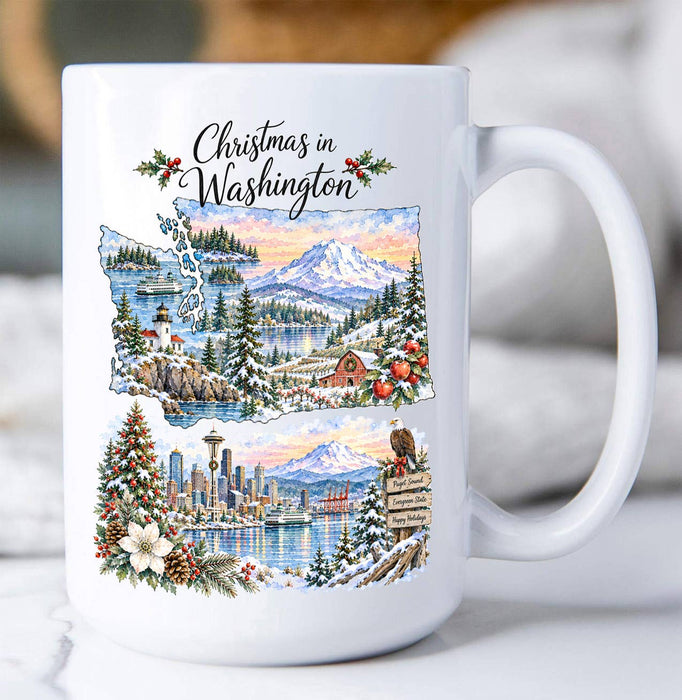 Christmas in Washington State Map Coffee Mug