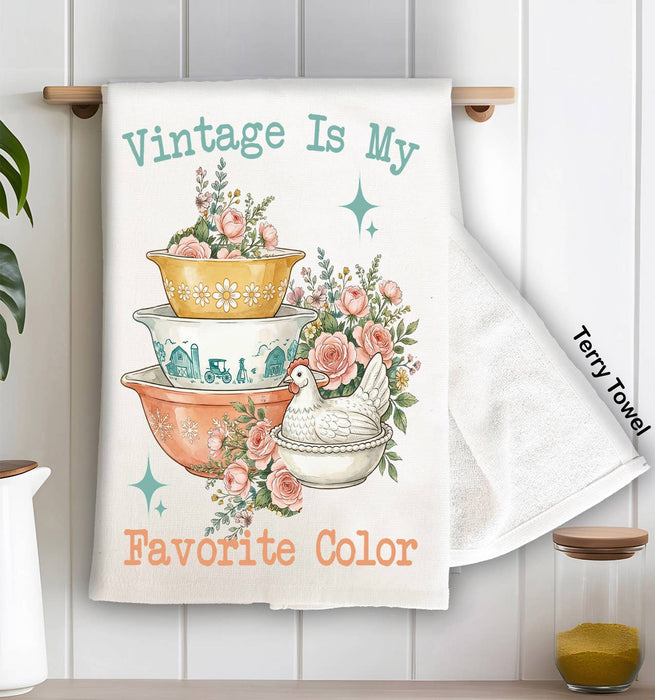 Vintage is My Favorite Color Kitchen Terry Towel